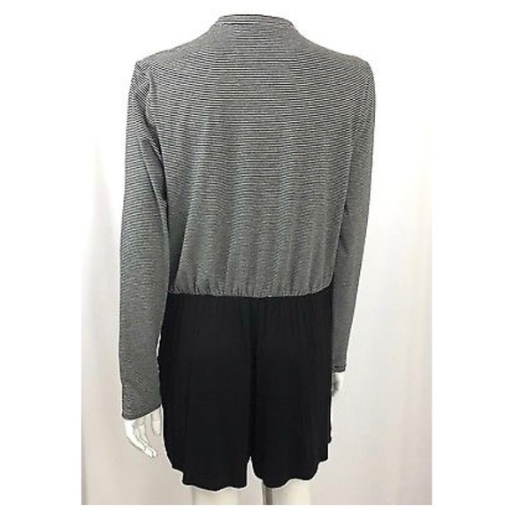 BCBGeneration Black Gray Mixed Media Romper Large - Picture 4 of 5